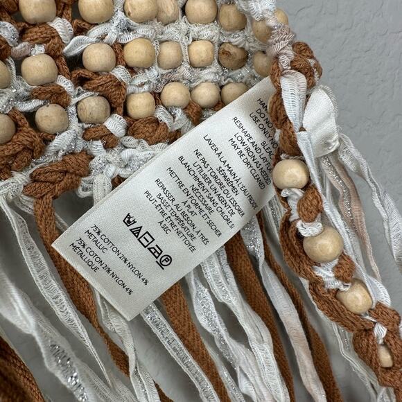 FREE PEOPLE Festival Macrame Metallic Beaded Halter Tank Top Cover Up Size Small - Picture 6 of 7